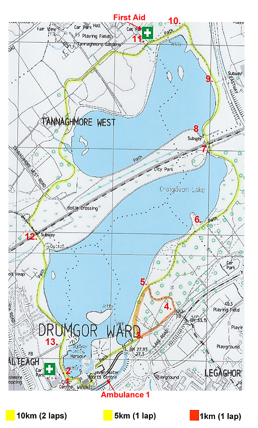 Route Map Craigavon Lake Run