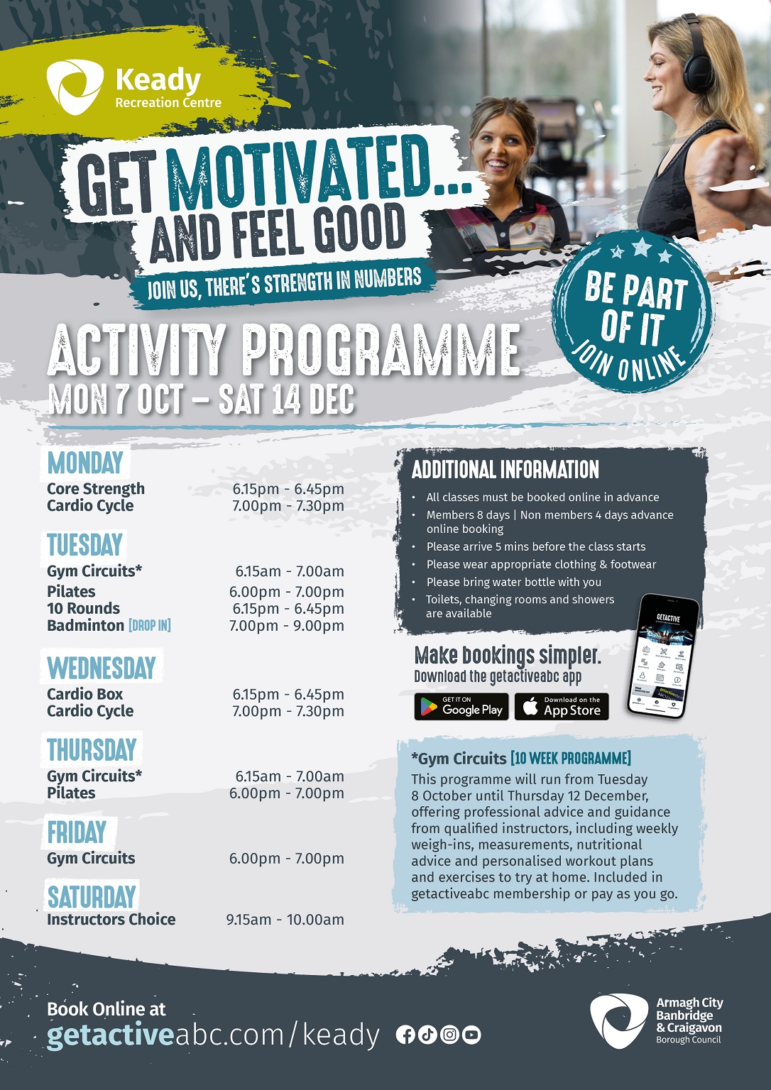 Keady Recreation Centre Activity programme Oct to Dec