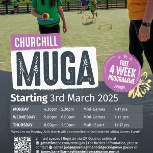 4721. GETACTIVEABC MUGA 2025 A5 FLYERS CHURCHHILL