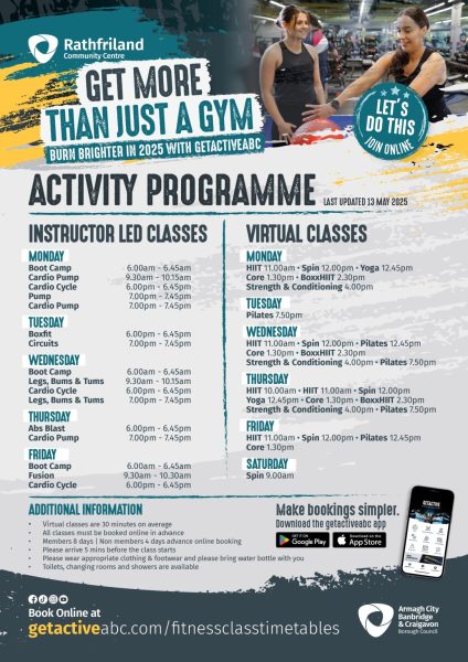 Rathfriland Community Centre Timetable updated May 2025