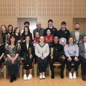 Large group of Junior Sports Award winners